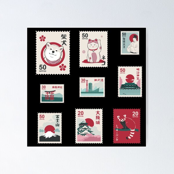 Red Japanese stamps sticker pack | Sticker