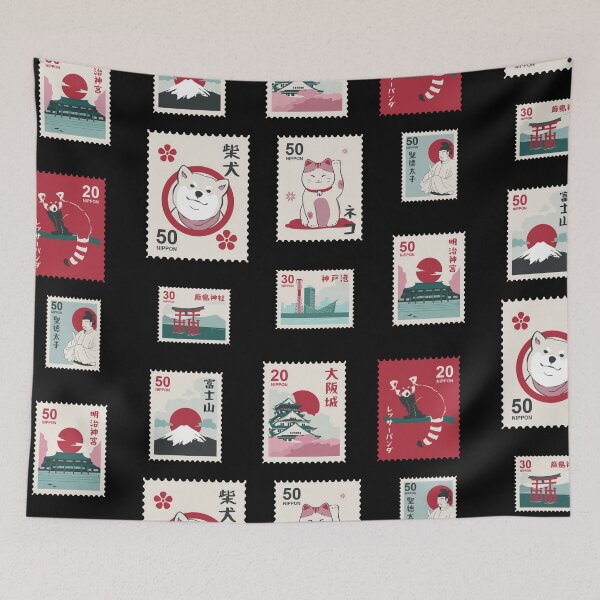 Item preview, Beautiful Japanese Stamps Sticker Pack - Black Version designed and sold by yumiso.