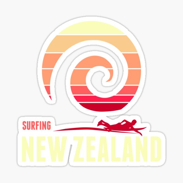 Surf New Zealand in a retro design Sticker