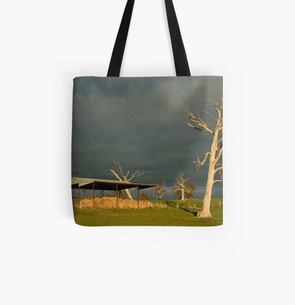 Joe Mortelliti Gallery - Sunrise storm clouds over the Rowsley valley, near Bacchus Marsh, Victoria, Australia. All Over Print Tote Bag