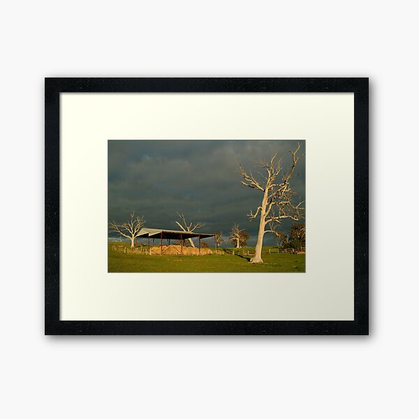 Joe Mortelliti Gallery - Sunrise storm clouds over the Rowsley valley, near Bacchus Marsh, Victoria, Australia. Framed Art Print