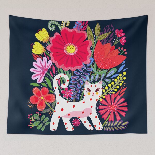 Item preview, Cat in Flower Garden designed and sold by ToEllaBloom.