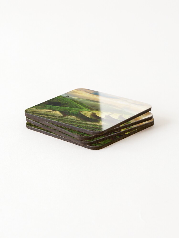 Thumbnail 4 of 5, Coasters (Set of 4), Beautiful Rice Field Landscape designed and sold by Rittichai.