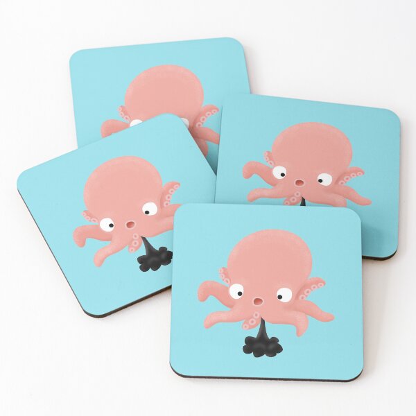 Item preview, Cute pink baby octopus cartoon humour  designed and sold by FrogFactory.