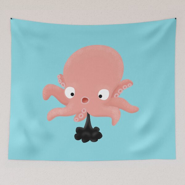 Item preview, Cute pink baby octopus cartoon humour  designed and sold by FrogFactory.