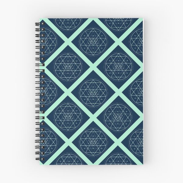 Item preview, Sri Yantra on Mint Green Diagonal Plaid Pattern (Navy Blue) designed and sold by squishyrainbow.