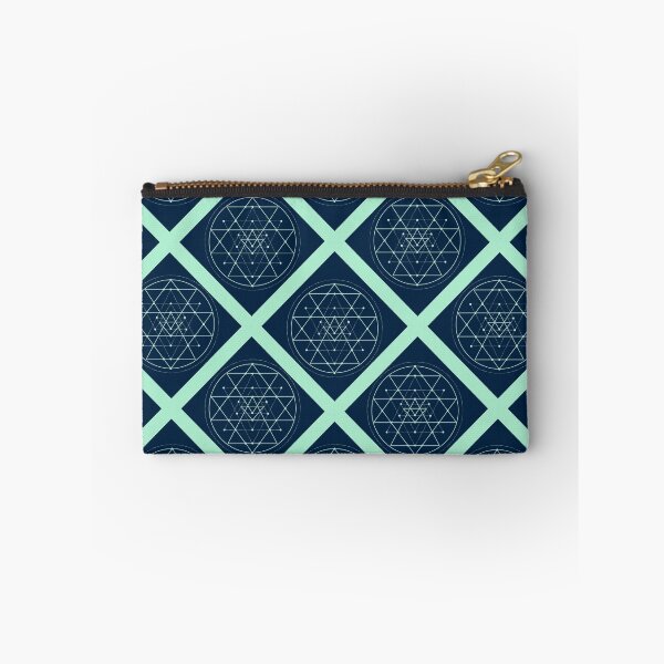 Item preview, Sri Yantra on Mint Green Diagonal Plaid Pattern (Navy Blue) designed and sold by squishyrainbow.