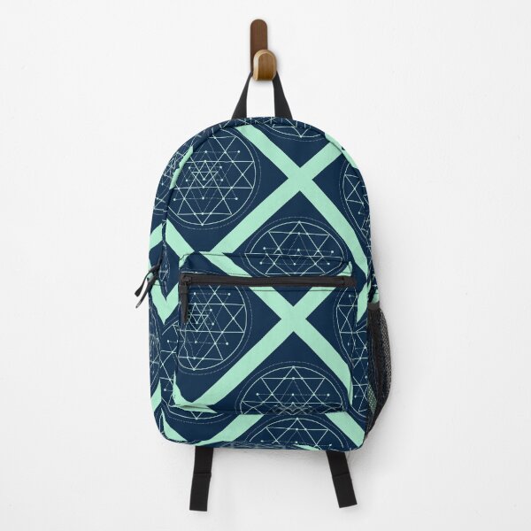 Item preview, Sri Yantra on Mint Green Diagonal Plaid Pattern (Navy Blue) designed and sold by squishyrainbow.