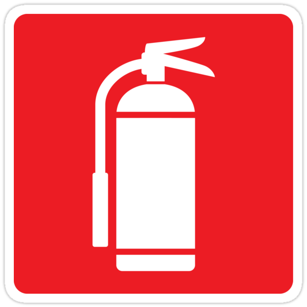 "Fire extinguisher symbol, white on red" Stickers by Mhea | Redbubble