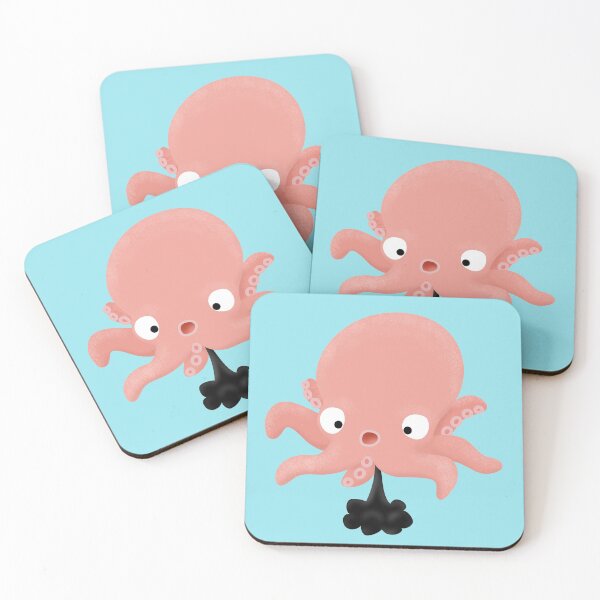 Item preview, Cute pink baby octopus cartoon humour  designed and sold by FrogFactory.