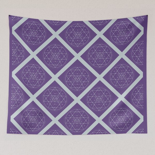 Item preview, Sri Yantra on Grey Diagonal Plaid Pattern (Purple) designed and sold by squishyrainbow.
