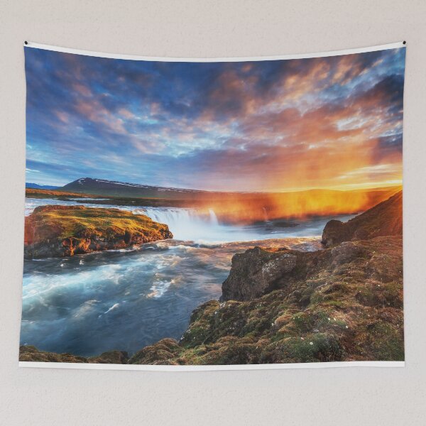 Item preview, Beautiful Sunset With Waterfall Landscape designed and sold by JTS STORE.