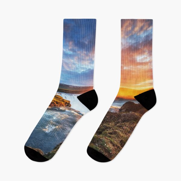 Item preview, Beautiful Sunset With Waterfall Landscape designed and sold by JTS STORE.