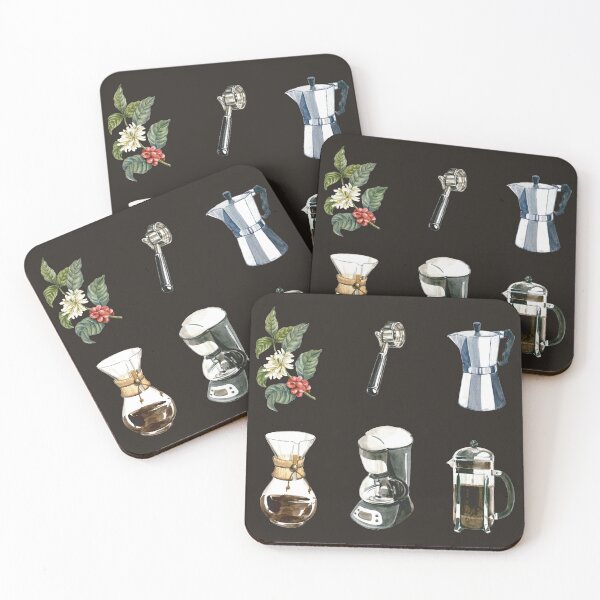Item preview, Assorted Coffee Making Tools - Coffee Plant, French Press, Moka Pot, Chemex, Coffee Machine and Portafilter designed and sold by Alicia Chee.