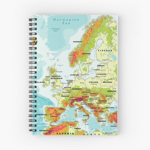 Item preview, physical map of EUROPE topographic map of EUROPE with Country names, Capitals and Major Lakes and Rivers designed and sold by mashmosh.