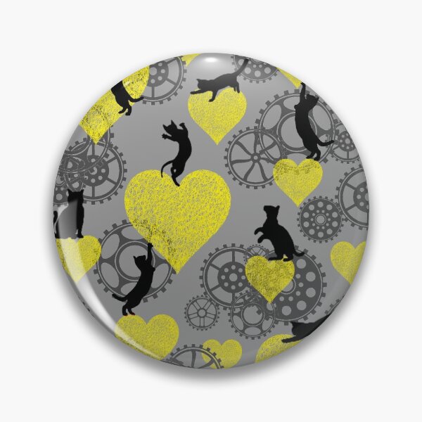 Item preview,  steampunk with yellow hearths and black cats  designed and sold by FVO-italydesign.