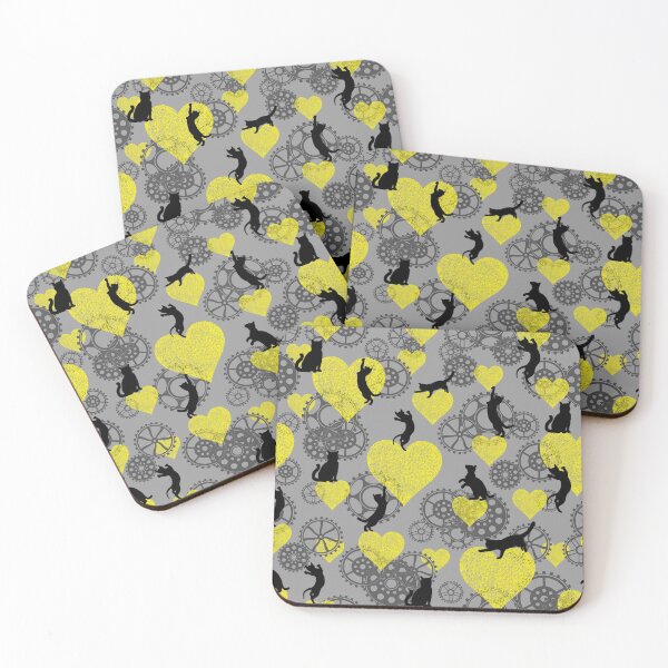 Item preview,  steampunk with yellow hearths and black cats  designed and sold by FVO-italydesign.