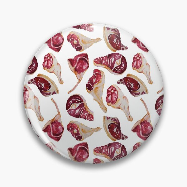 Item preview, Meats slices, food hand drawn watercolor seamless pattern isolated on white background. Concept for menu, cards, wallpaper, wrapping paper designed and sold by artsofy.
