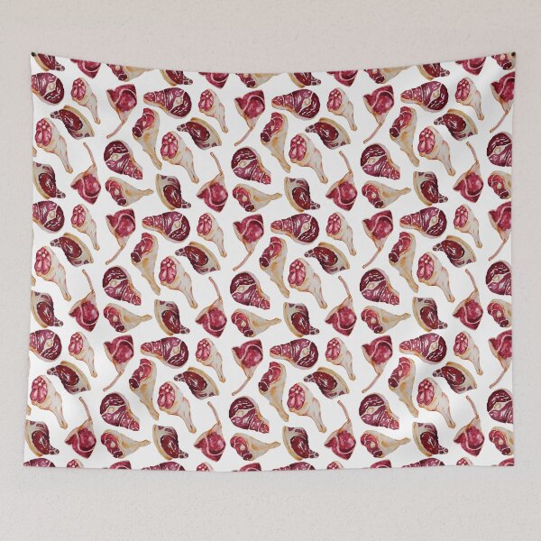 Item preview, Meats slices, food hand drawn watercolor seamless pattern isolated on white background. Concept for menu, cards, wallpaper, wrapping paper designed and sold by artsofy.