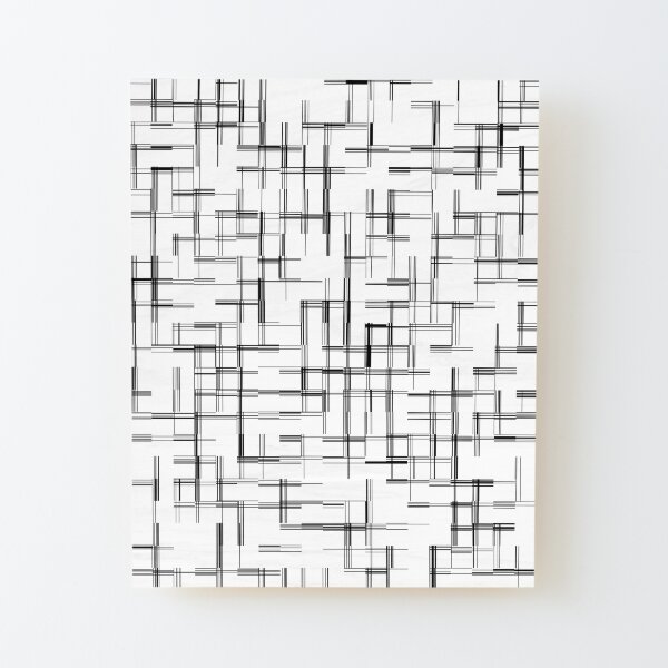 Modern Gridism Medium Carved Grid Geometric Design Wood Mounted Print