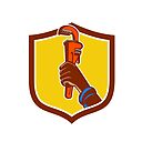 Black Plumber Hand Raising Monkey Wrench Crest Poster By Patrimonio Redbubble