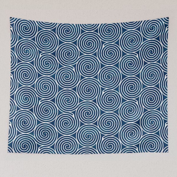 Item preview, White & Blue spiral Illusion Pattern designed and sold by YOYOCollection.