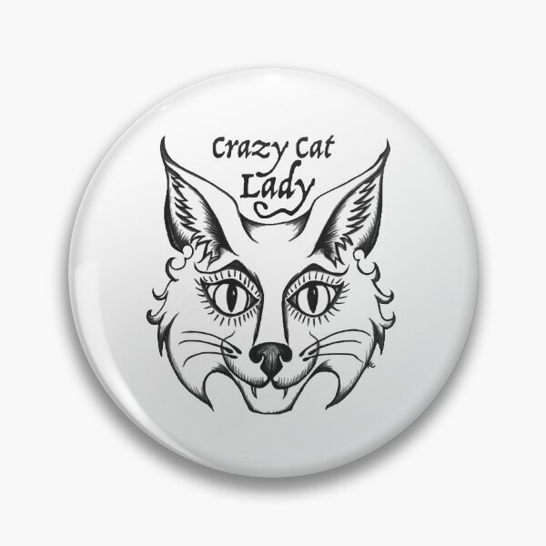 Item preview, Black and White Retro Cat Face - Crazy Cat Lady designed and sold by The White Bat.
