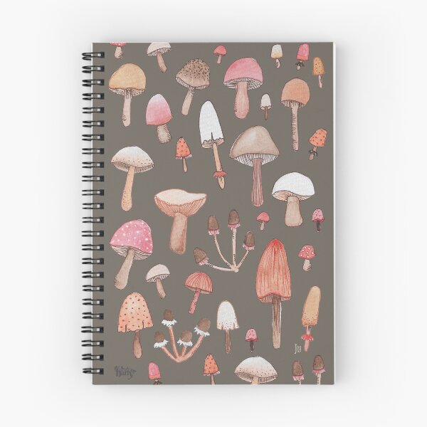 Item preview, Notebook - Watercolour Mushrooms on Dark Mushroom designed and sold by HartyUK.