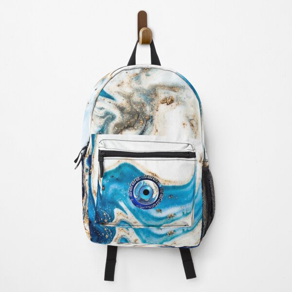 Item preview, Mati Evil Eye White Sea Blue Marble Yiorgos Collection designed and sold by Yiorgos Designs.