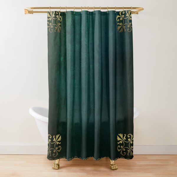 Emerald Green With Gold Border Shower Curtain for Sale by Harman83