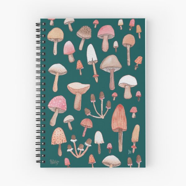 Item preview, Notebook - Watercolour Mushrooms on Dark Teal designed and sold by HartyUK.