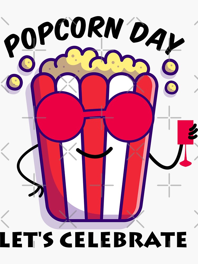 "NATIONAL POPCORN DAY Cute popcorn bucket" Sticker for Sale by