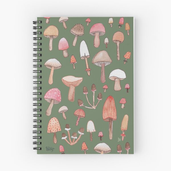 Item preview, Notebook - Watercolour Mushrooms on Sage Green designed and sold by HartyUK.