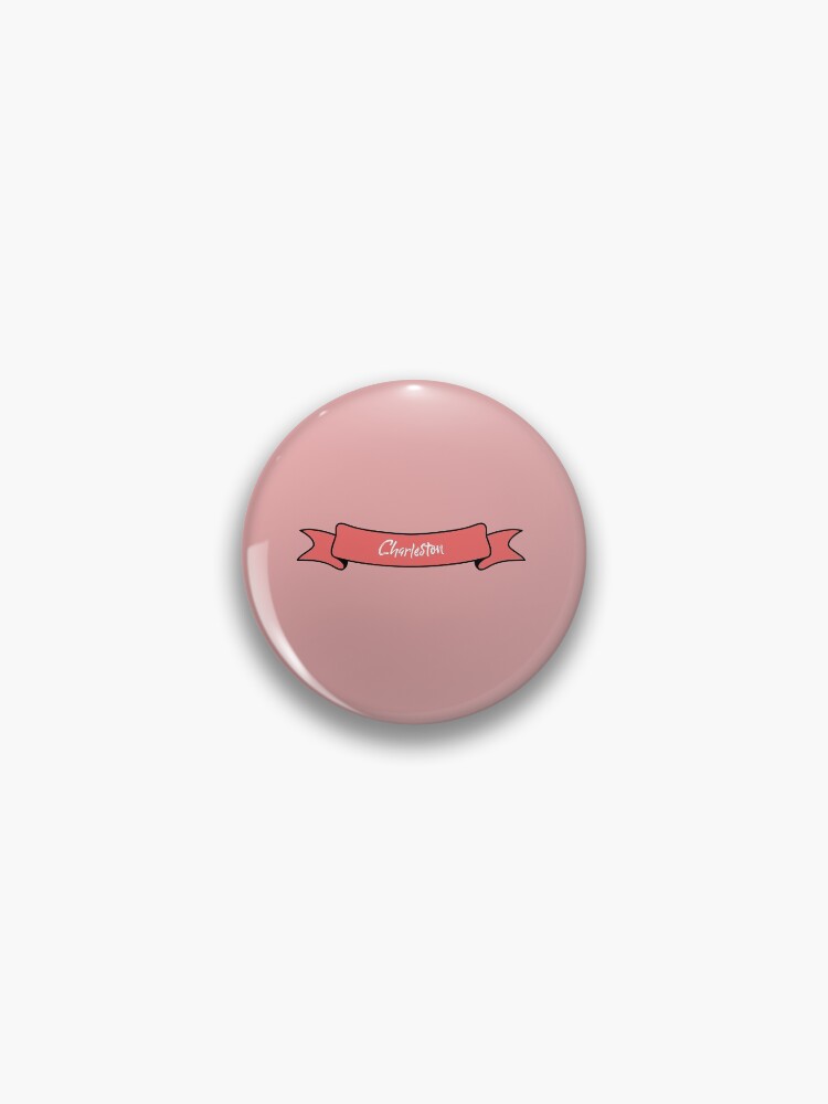 Thumbnail 1 of 3, Pin, Charleston - Ribbon Label (pink) designed and sold by CityCollection.