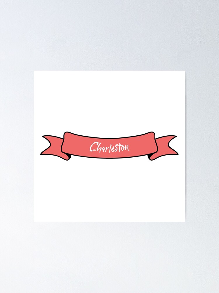Thumbnail 1 of 3, Poster, Charleston - Ribbon Label (pink) designed and sold by CityCollection.