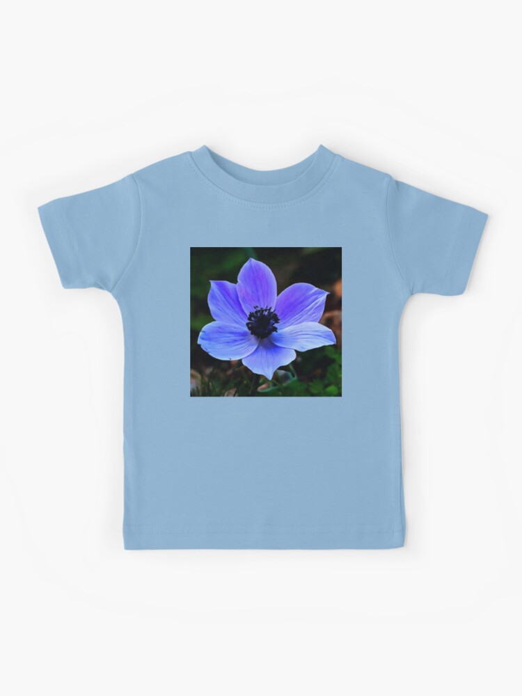 Camiseta para niños «Arte botánico acrílico anémona azul» de taiche |  Redbubble