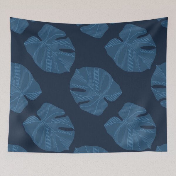 Item preview, Vintage Dark Blue Leaf Pattern designed and sold by JTS STORE.
