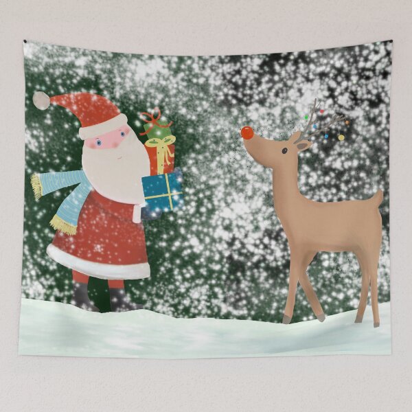 Item preview, Santa taking presents to Rudolf the red nosed reindeer  designed and sold by Diane Hunter Art.
