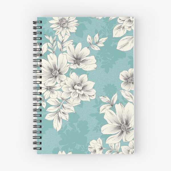 Item preview, Floral Soft Blue Print With White & Grey Flowers designed and sold by Harman83.