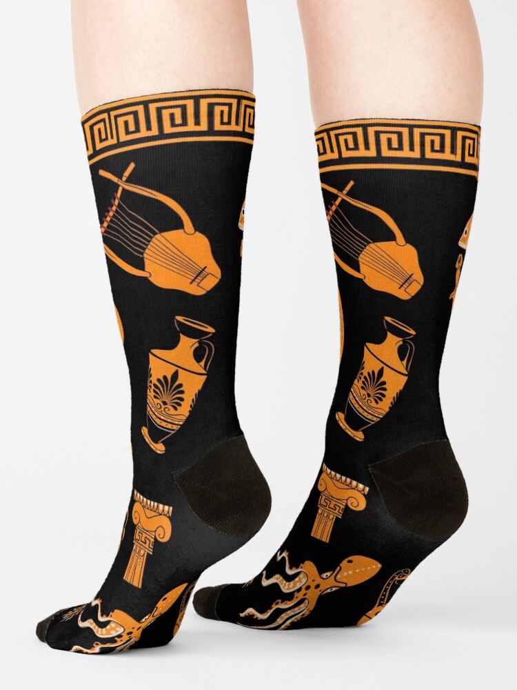 "Ancient Greek Red Figure Pottery Pattern" Socks for Sale by AlexanderPetela Redbubble