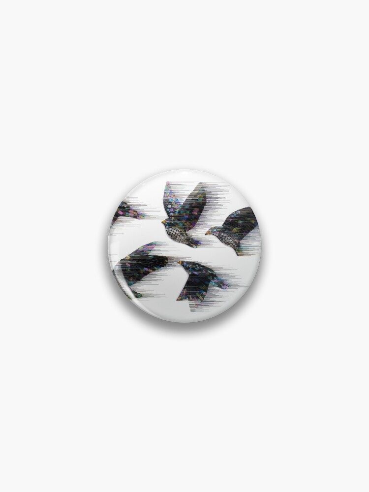 Thumbnail 1 of 3, Pin, Starlings in the Wind designed and sold by KateRattray.