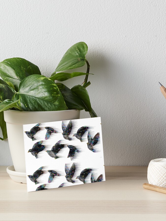 Thumbnail 1 of 2, Art Board Print, Starlings in the Wind designed and sold by KateRattray.