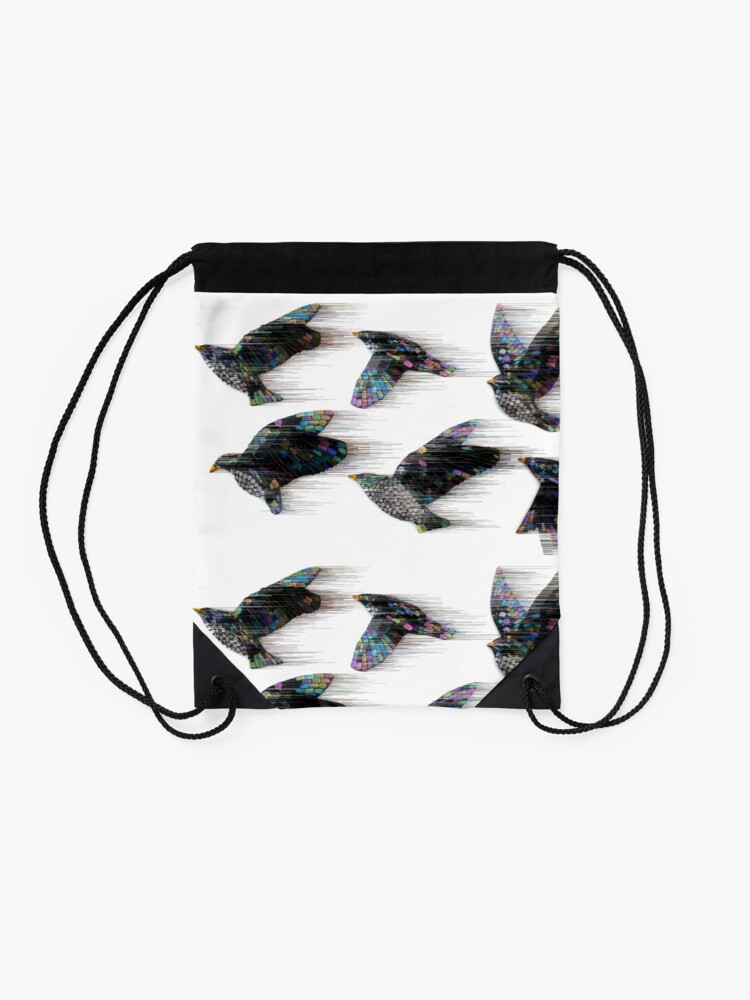 Thumbnail 2 of 3, Drawstring Bag, Starlings in the Wind designed and sold by KateRattray.
