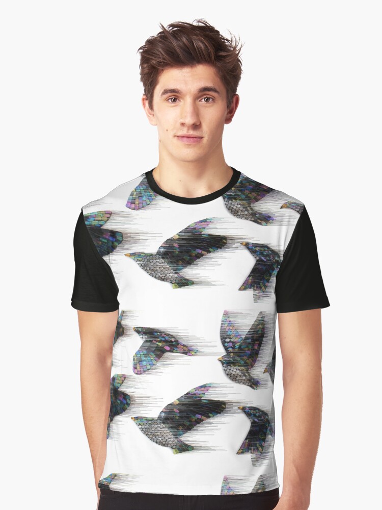 Thumbnail 1 of 5, Graphic T-Shirt, Starlings in the Wind designed and sold by KateRattray.