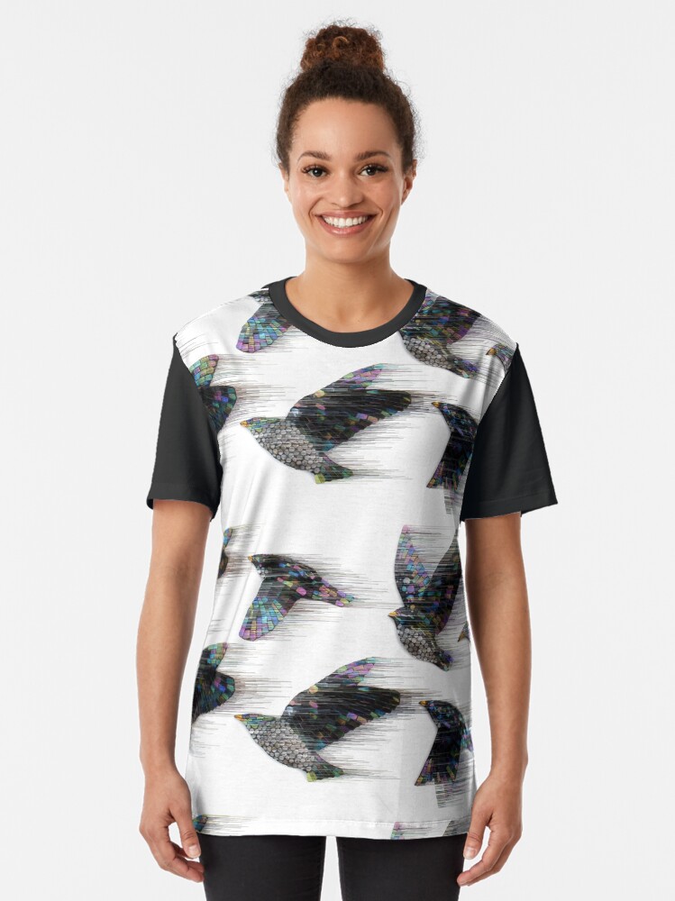 Thumbnail 2 of 5, Graphic T-Shirt, Starlings in the Wind designed and sold by KateRattray.