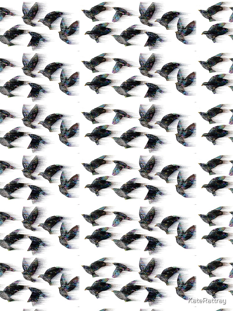 Thumbnail 3 of 3, Scarf, Starlings in the Wind designed and sold by KateRattray.