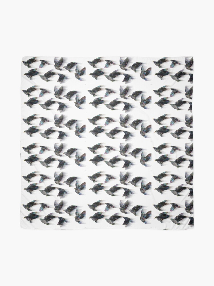 Thumbnail 2 of 3, Scarf, Starlings in the Wind designed and sold by KateRattray.
