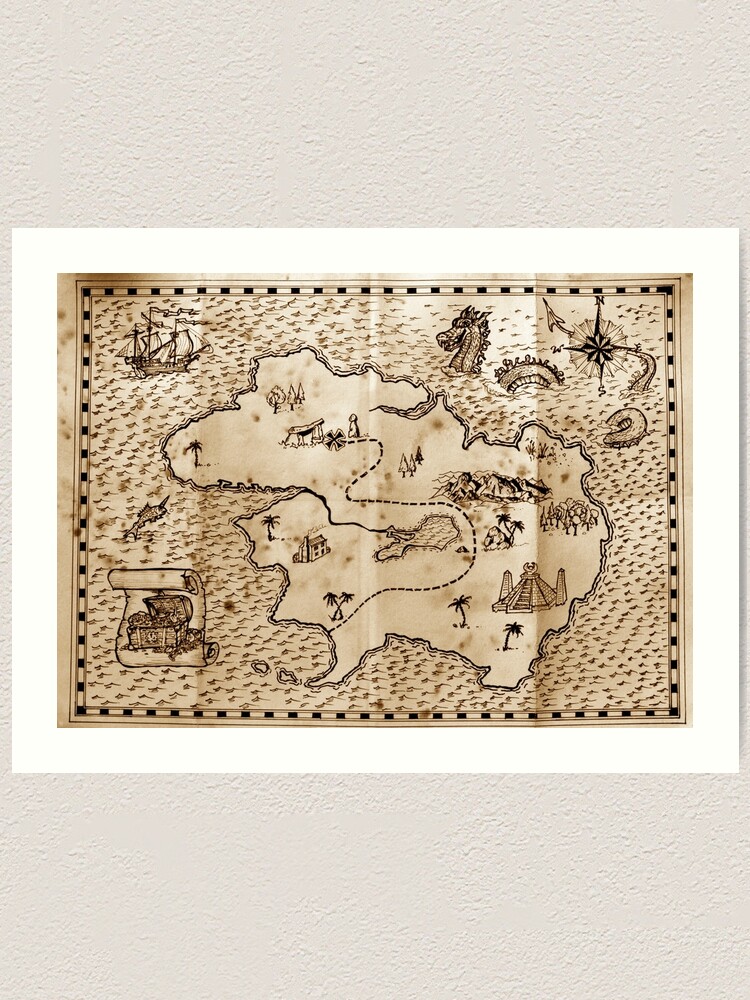 Treasure Map To Print Pirate Treasure Map" Art Print By Paulfleet | Redbubble