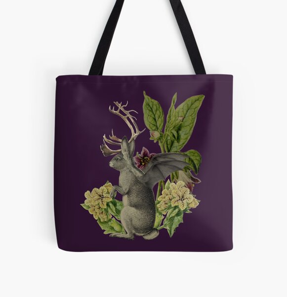 Jackalope Vespertilio (purple) All Over Print Tote Bag