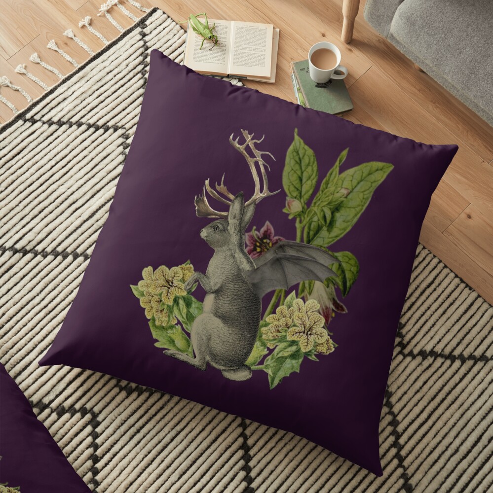 Jackalope Vespertilio (purple) Floor Pillow
